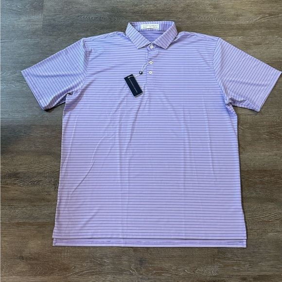 Holderness & Bourne The Sutton Shirt Striped Golf Performance Polo Purple XXL - Picture 2 of 5